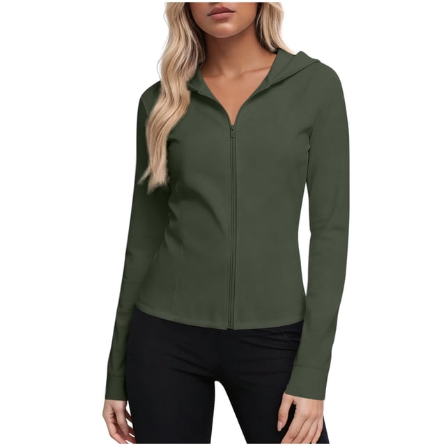 Camisetas de Cuello de Manga Larga para las Mujeres con Cremallera Frontal con Cintura Cinqueada Upf Protección Solar, Camisetas de Manga Larga para las Mujeres