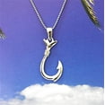 thumbnail image 2 of Father Son Hawaiian 3D Fish Hook Matching Necklace, Sterling Silver Fish Hook Pendant, N7017 Birthday Father Anniversary Gift, Mom Daughter, 2 of 4