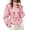 Pink, variant on DPTALR Women's Gingham Stand Collar Double Breasted Belted Short Jacket Coat with Pockets,Size S-2XL