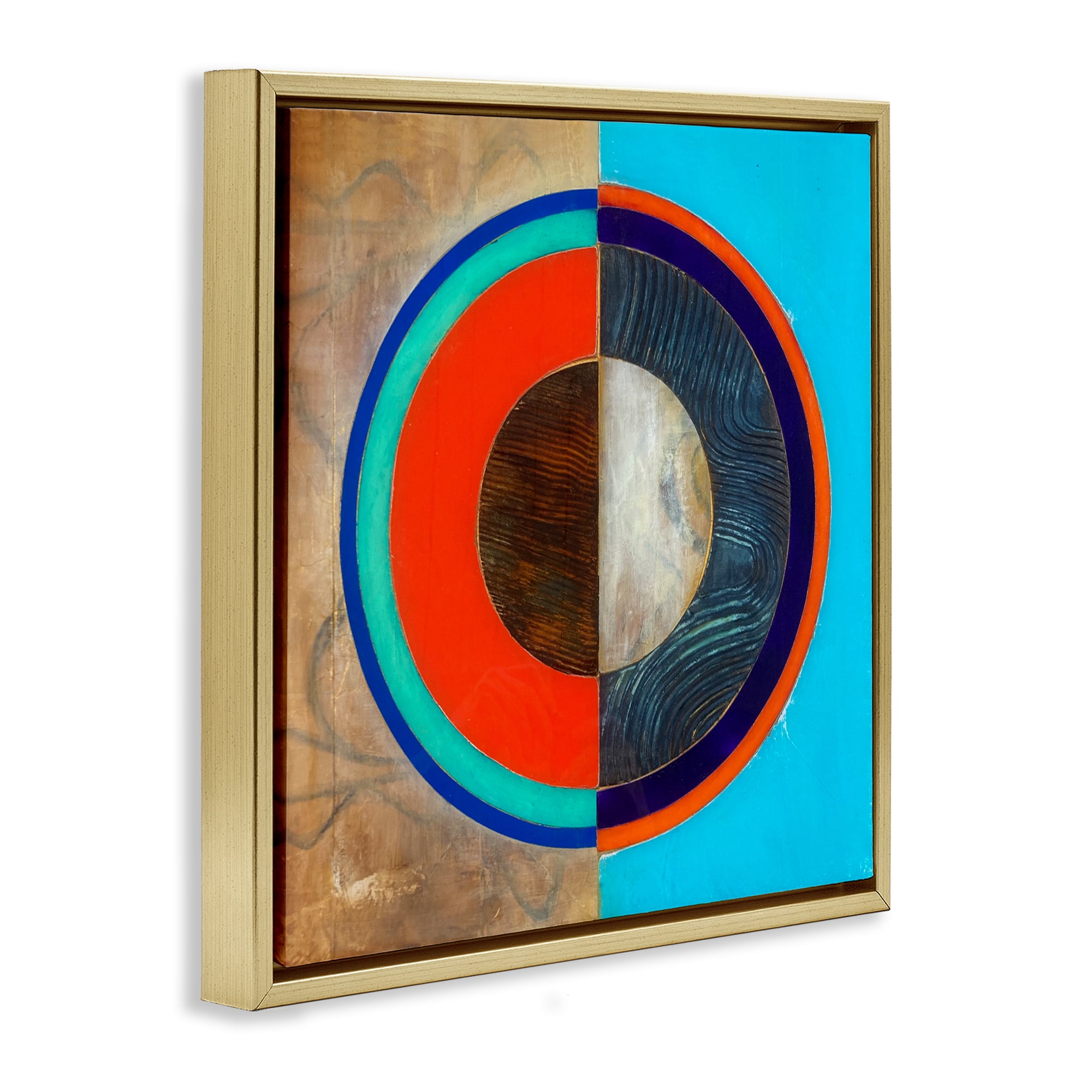 Stupell Industries Red Arc Summer Circle Gold Framed Floater Canvas Wall Art, design by Matthew Finger