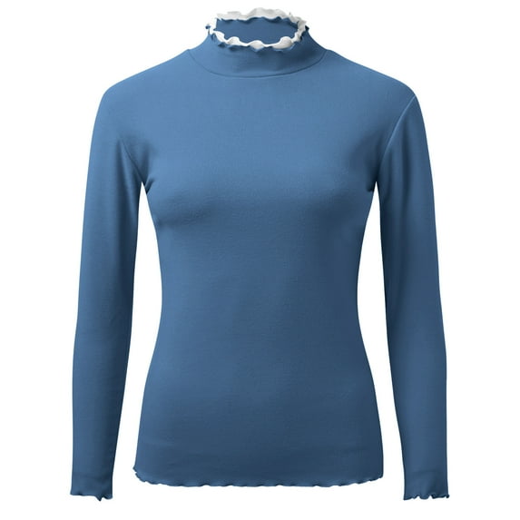 Youmylove Winter Women Crew Neck Lined Thermal Underwear Slim Warm Base Layers Long Sleeve Shirts Patchwork Top Warm Base Layers