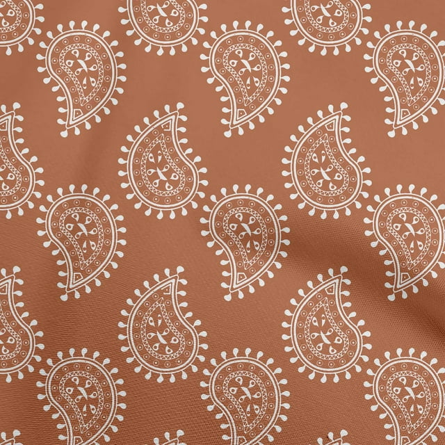 oneOone Cotton Silk Medium Orange Fabric Block Fabric For Sewing Printed Craft Fabric By The Yard 42 Inch Wide