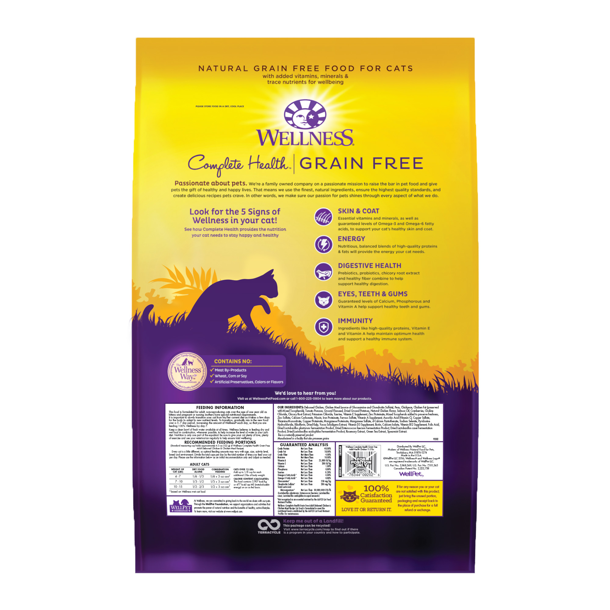 Wellness Complete Health Natural Grain Free Deboned Chicken & Chicken Meal Dry Cat Food, 11.5 Pound Bag - image 3 of 9