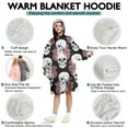 thumbnail image 5 of Wearable Oversized Blanket,Black Skull Rose Pattern Wearable Blanket Hoodie for Adults,Cozy Hooded Blankets with Super Pockets,Super Warm Fuzzy Pullover for Women & Men, 5 of 6