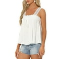 thumbnail image 4 of INSPIRE CHIC Casual Sleeveless Top for Women's Square Neck Panel Lace Ruffles Tank Tops XL White, 4 of 6