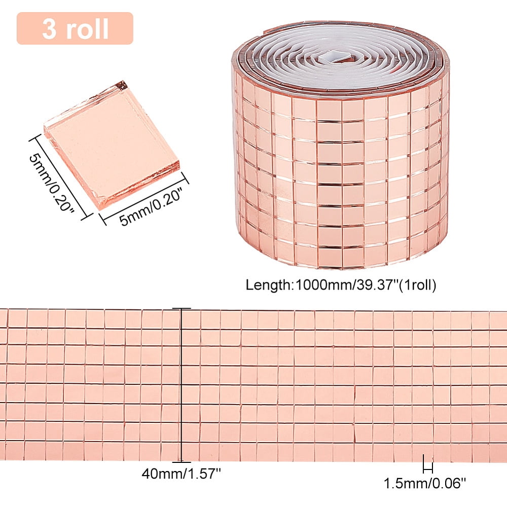 Adhesive Glass Cabochons Rolls Mirror Mosaic Pieces Mosaic Tiles for Arts DIY Crafts Light Salmon 40x1.5mm 1m/roll DIY