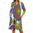 thumbnail image 4 of Robe Évasée Fleurs Hippie Heureuse Col Carré Robe Élégante Mode Féminine Imprimée Robe Hippie Fleur Vectorielle Symbole Rétro, 4 of 5