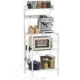 thumbnail image 1 of HOMCOM Kitchen Bakers Rack with Power Outlet, Distressed White, 1 of 10