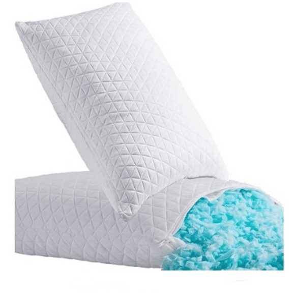 Shredded Memory Foam Pillows for ,Bed Pillows Queen Size Set of 2 Pack Cooling Adjustable,Good for Side and Back with Washable Removable Cover
