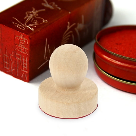 HOMEMAXS  6 Pcs Cookie Stamp Shape Solid Wood Round Handle Seal