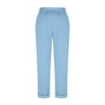 thumbnail image 6 of Womens Black Pants, Women's Fashion Casual Solid Color Pants Pocket Elastic Waist Strap Trousers Women High Waisted Pants (Blue,S), 6 of 8