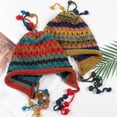 thumbnail image 3 of Opvise Winter Knitted Cap Plush Ball Decor Colorful Elastic Thick Hollow Out Soft Warm Anti slip Regular Fit Ear Winter Hat Blue, 3 of 7