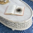 thumbnail image 4 of Kacey Carved Wood Oval Coffee Table, Whitewash, 4 of 10