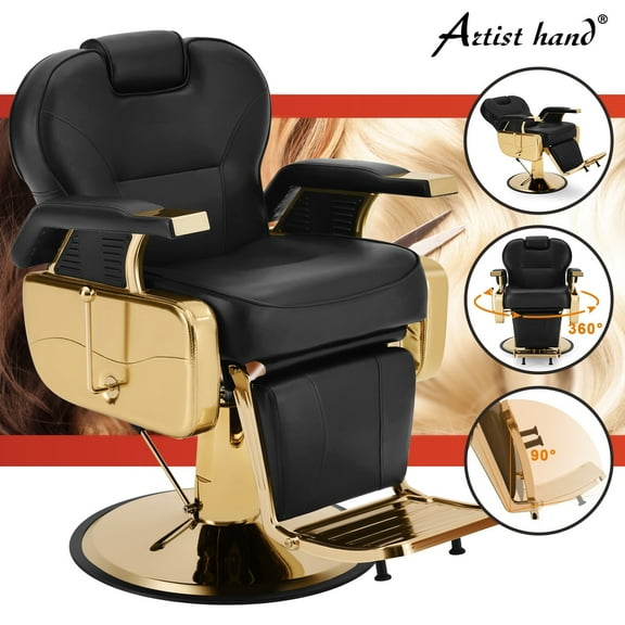 Black Gold All Purpose Hydraulic Barber Chair Reclining Hair Stylist Heavy Duty Footrest Adjustable Spa Salon Beauty Tattoo Equipment