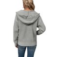 thumbnail image 4 of Seyurigaoka Women Casual Ribbed Cardigan Tops Solid Color Long Sleeve Zipper-Up Hooded Knitted Outwear, 4 of 7