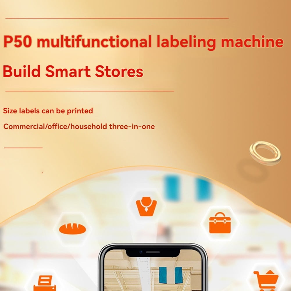 Label Maker Machine with Tape P50 Portable Label Printer Bluetooth Label Maker Machine Label Printer for Clothes Home C