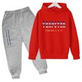 thumbnail image 1 of Trapstar Ensembles de Chandails à Capuchon pour Enfants Chandails Graphiques à Manches Longues pour Garçons Filles Amples Trapstar Chandails à Enfiler de Rue+pantalons de Survêtement Ensemble pour Enfants de 2 Ensembles de Chandails Classiques (Vermillon, 100), 1 of 4