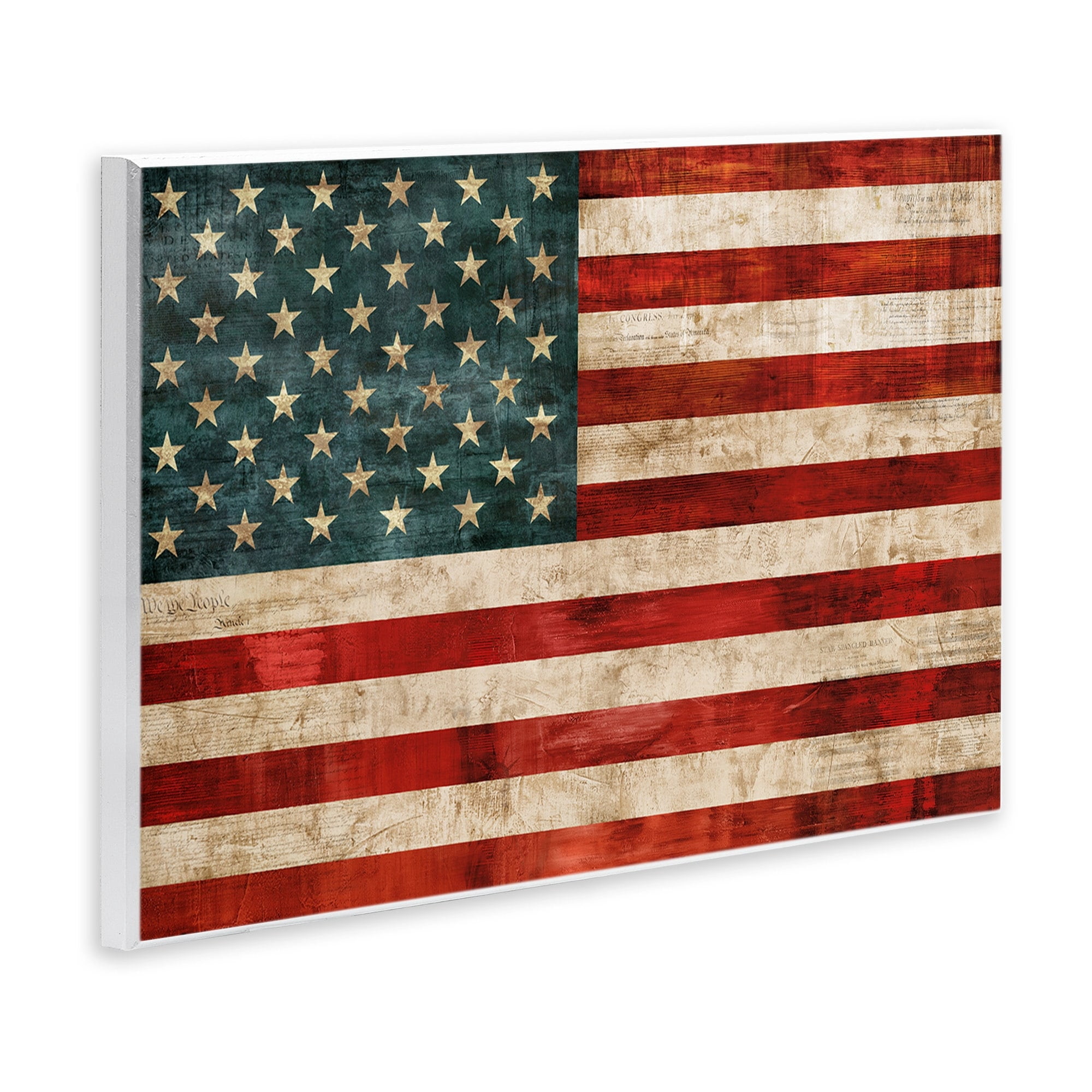 Stupell Industries US American Flag Wood Textured Design Wall Plaque by Luke Wilson