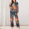 thumbnail image 2 of Pajama Sets for Women 2 Pcs, Starry Sky Cute Horse Button Down Long Sleeve Sleepwear Lounge PJ Sets, 2 of 6