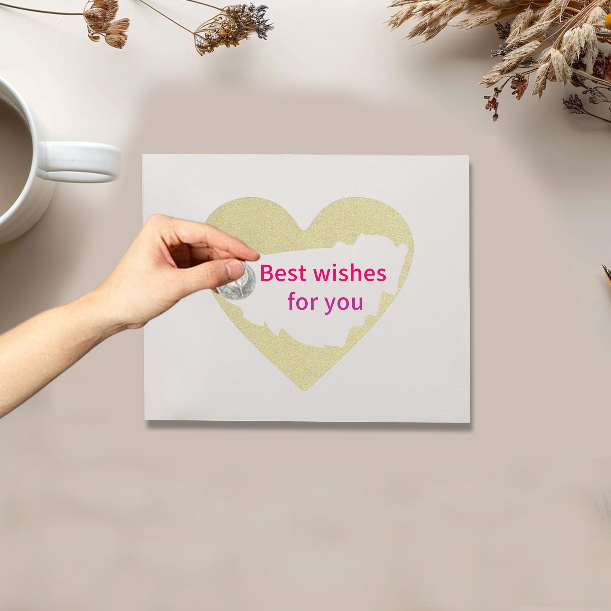 Unique Bargains 300Pcs Surprise Wedding Scratch Stickers 1.1" x 0.98" Gold Tone