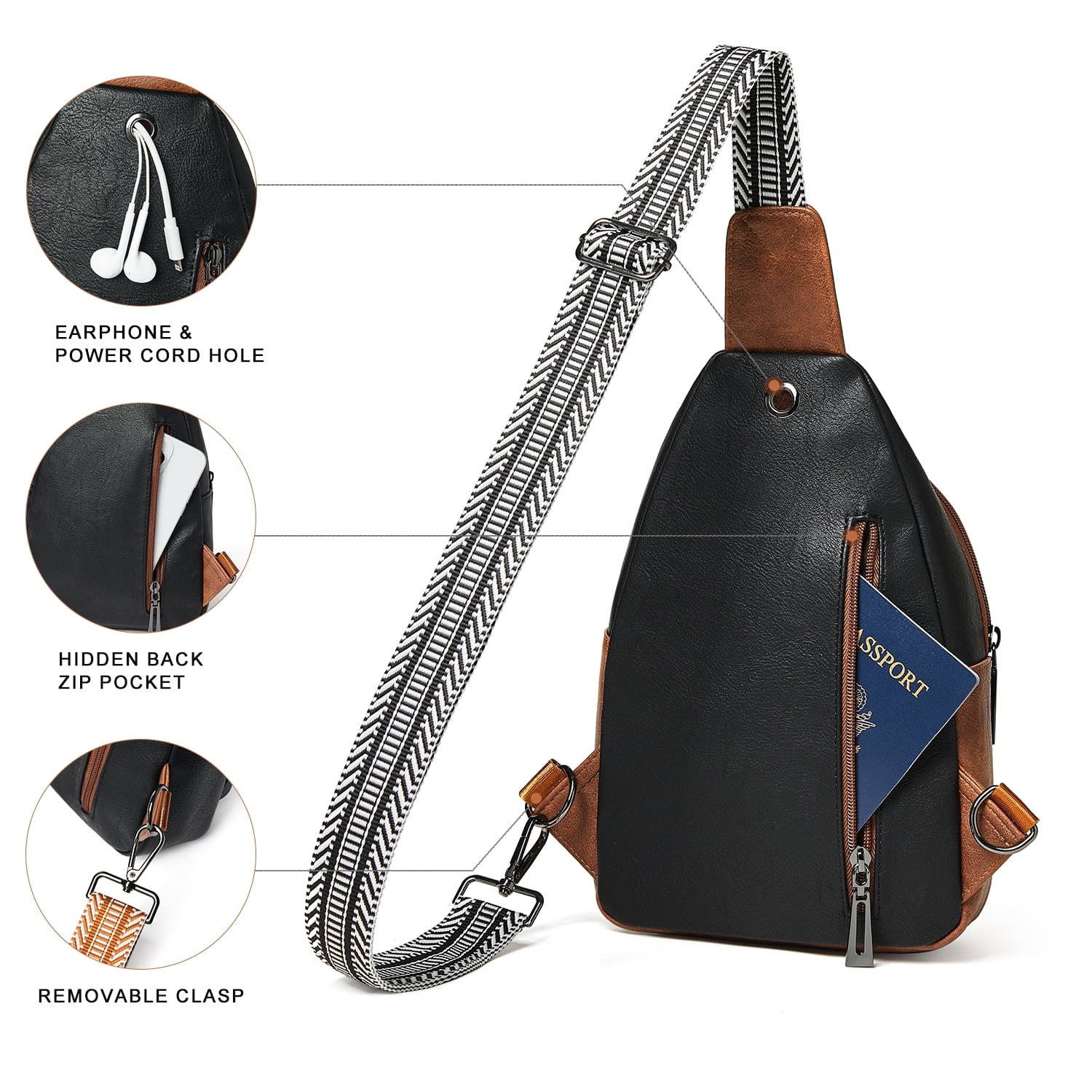 7L Crossbody Sling Bag, Anti-Theft Travel Chest & Belt Bag for Women and Men, Faux Leather
