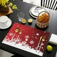 thumbnail image 4 of Red Christmas Snowflake Pattern Summer Placemats Table Placemats Set Of 4-Linen Kitchen Washable Placemats Table Mats 11.8"x17.7" Non-Slip Heat Resistant, 4 of 6