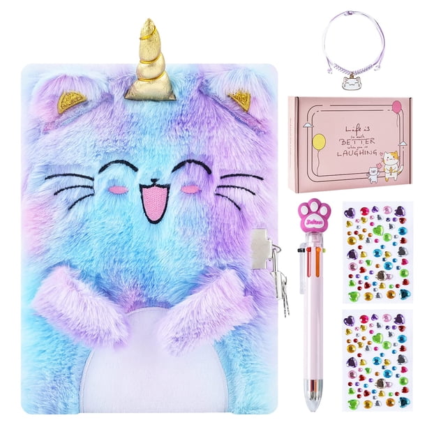Pjdrllc Diario De Caticorn Para Niñas Con Cerradura Y Llaves Diario Para Niños Cuaderno De Viaje Para 6-10 Diario Secreto Con Pegatinas De Bolígrafo Multicolor Pulsera Regalo Único Para Cumpleaños Pas