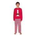 thumbnail image 5 of Family Matching Santa Themed Holiday Pajama Set, Festive Red and White Striped Pattern with Pet Outfit, 5 of 7