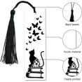 thumbnail image 3 of Cat Butterfly Bookmarks Clear Acrylic Bookmarks with Black Tassels Transparent Rectangle Book Markers Tag for Office School Students Book Lovers Supplies Graduation Gift 1.3 x 4.6Inch, 3 of 7