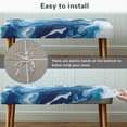 thumbnail image 4 of Jiueut Blue White Marble Print Bench Slipcover for Dining Room, Anti Dust Bench Seat Protector Cover with Elastic Band Machine Washable Rectangle Seat Cushion Long Chair Seat Cover for Home Hotel, 4 of 7