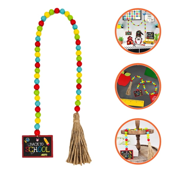 UNOMOR Farmhouse Wood Beads Beaded Garland with Tassels for Home Atmosphere 1Pcs