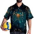 thumbnail image 4 of Cancer Constellation Men's Short Sleeve Spread Collar Button Down Beach Print Casual Shirts, 4 of 6