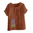 thumbnail image 4 of Túnica de Manga Corta Tops para las Mujeres Océano Pescado Impreso Blusa, Ropa Casual Ver Botón Arriba Camiseta, 4 of 4