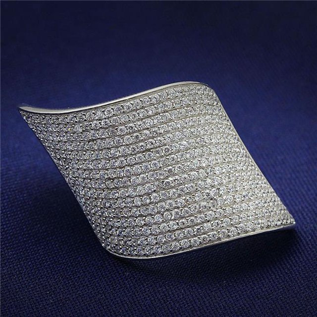 Rhodium 925 Sterling Silver Ring with AAA Grade CZ, Clear - Size 7
