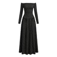 thumbnail image 6 of Dpjklzsn Women's Off The Shoulder Long Sleeve Maxi Dress Polka Dot Smocked Waist Flowy A Line Cocktail Dress, 6 of 6