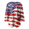 thumbnail image 5 of vigerkar 4th of July Outfits for Women American Flag Stars and Stripes Print V Neck 3/4 Sleeve T Shirts Ladies Patriotic Tops (Brick Red, L), 5 of 6