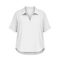 thumbnail image 3 of V-Neck Linen-Blend Blouses for Women Short Sleeve Solid Tops Collared Curved Hem Shirts Perfect for Daily Wear and Weekend Outings, 3 of 5