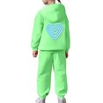 thumbnail image 6 of Girls' Long Sleeve Pant Sets - Girls Casual Print Hoodie And Pants Fashionable Two Piece Outfit For Kids Comfortable Athleisure (Green,4-5 Years), 6 of 7
