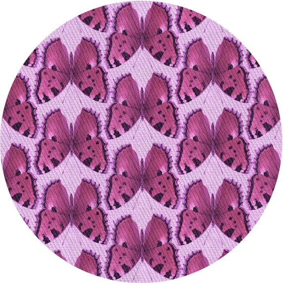 Ahgly Company Indoor Round Patterned Violet Purple Area Rugs, 6' Round