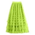 thumbnail image 1 of Gibobby faldas largas de mujer casuales de malla Color sólido cuatro estaciones falda hinchada falda larga(Glauco, L), 1 of 4