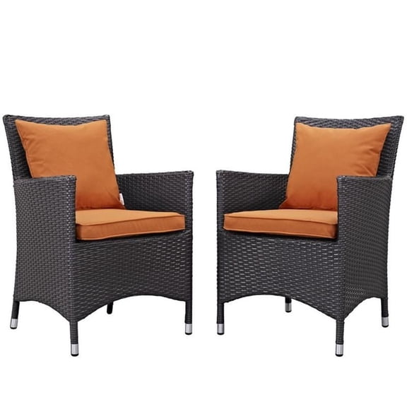 Pemberly Row  Patio Dining Chair in Espresso and Orange (Set of 2)
