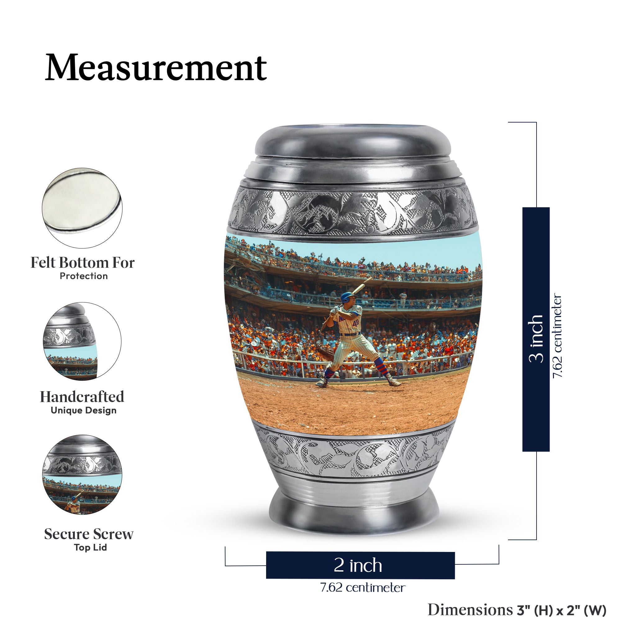 KARYLIZ Baseball Earns For Ashes For Adult Humans - Urn For Ashes Adult Male - Small Urns For Human Ashes Keepsake - Urns For Ashes - Urns For Human Ashes Adult Man - Decorative Box (3 Inch)