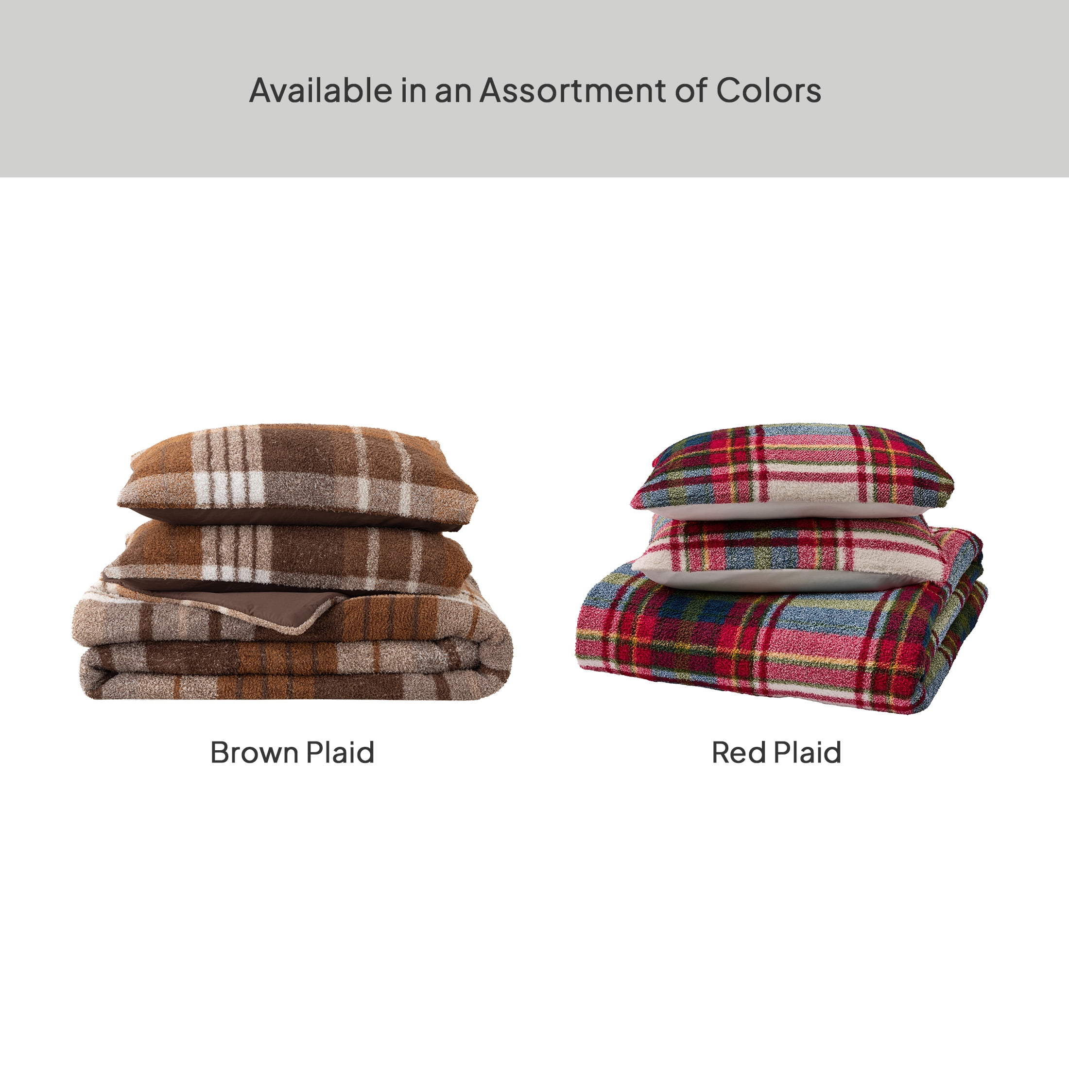 Better Homes & Gardens King 3-Piece Comforter Set, All-Season, Holiday Plaid Cozy Knit