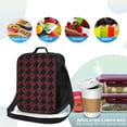 thumbnail image 2 of Thermal Insulation One Shoulder Portable Bento Bag Can Be Reused 8×10.5in For Carrying Drinks Bento Box Fruit Snacks Crimson Modern Houndstooth Texture_4, 2 of 8