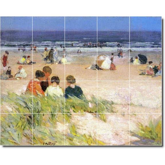Ceramic Tile Mural-Edward Potthast Waterfront Painting 142. 30" w x 24" h using (20) 6 x 6 ceramic tiles