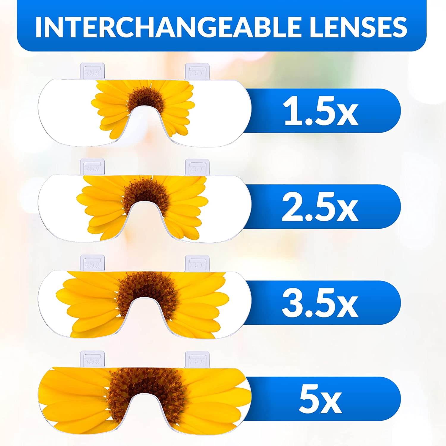 Rechargeable Magnifying Glasses, Head Magnifier Glasses with 2 LED Lights and Detachable Lenses, Best Eyeglasses Magnifier for Reading and Hobby