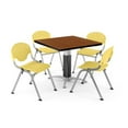 thumbnail image 5 of OFM Core Collection Breakroom Bundle, 42" Square Metal Mesh Base Multi-purpose Table in Cherry, 4 Rico Stacking Chairs in Lime Green (PKG-BRK-024-0006), 5 of 5
