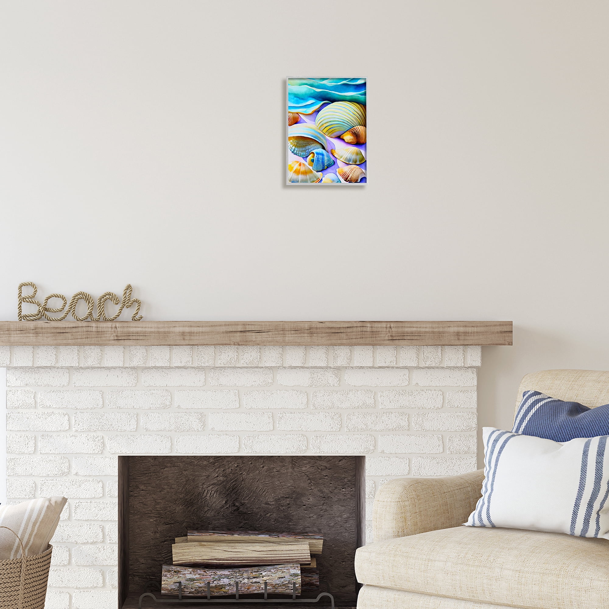 Stupell Industries Vivid Shells Abstraction Nature Painting Gray Framed Art Print Wall Art, 11 x 14