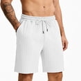 thumbnail image 2 of Mens Athletic Shorts 9 Inch Men's Jacquard Casual Shorts with Pocket, Drawstring Elastic Waist Loose Shorts, Summer Casual Versatile Shorts Daily White L, 2 of 9
