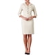 thumbnail image 1 of VESTIDO TWEED BEIGE Y BLANCO CON CUELLO DE SOLAPA Y BOTONES DE MANGA 3/4 PARA MUJER INSPIRAR CHIC, 1 of 5